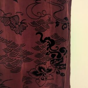 Citiknit Skinny Scarf Vintage Elegant Black Burgundy Asian Burnout Whimsigoth